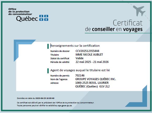 certificat nicole